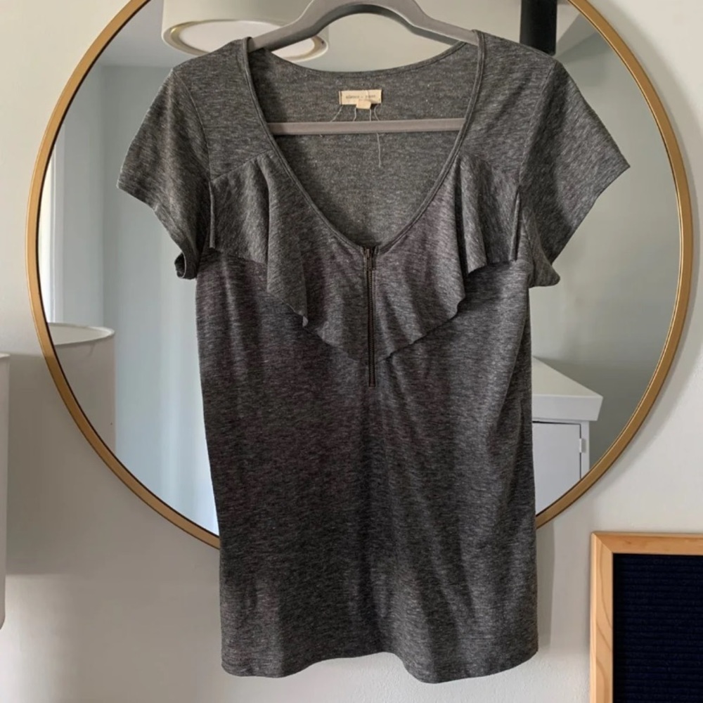 Silence + Noise Ruffle/Zipper Front Tee